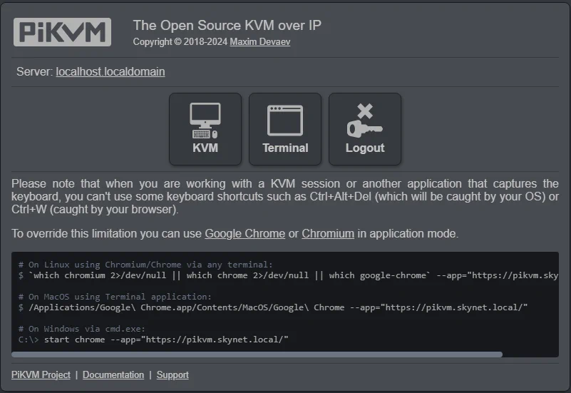 Abbildung 1: PiKVM Screen