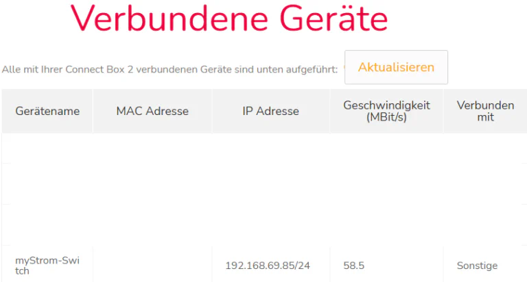 Abbildung 3: Sunrise Router - verbundene Geräte